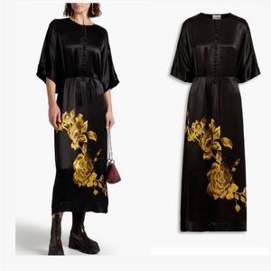 GANNI printed satin midi dress